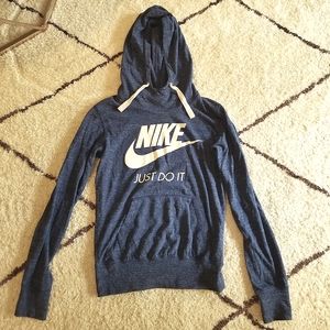 Nike Blue White Logo Hoodie Top S